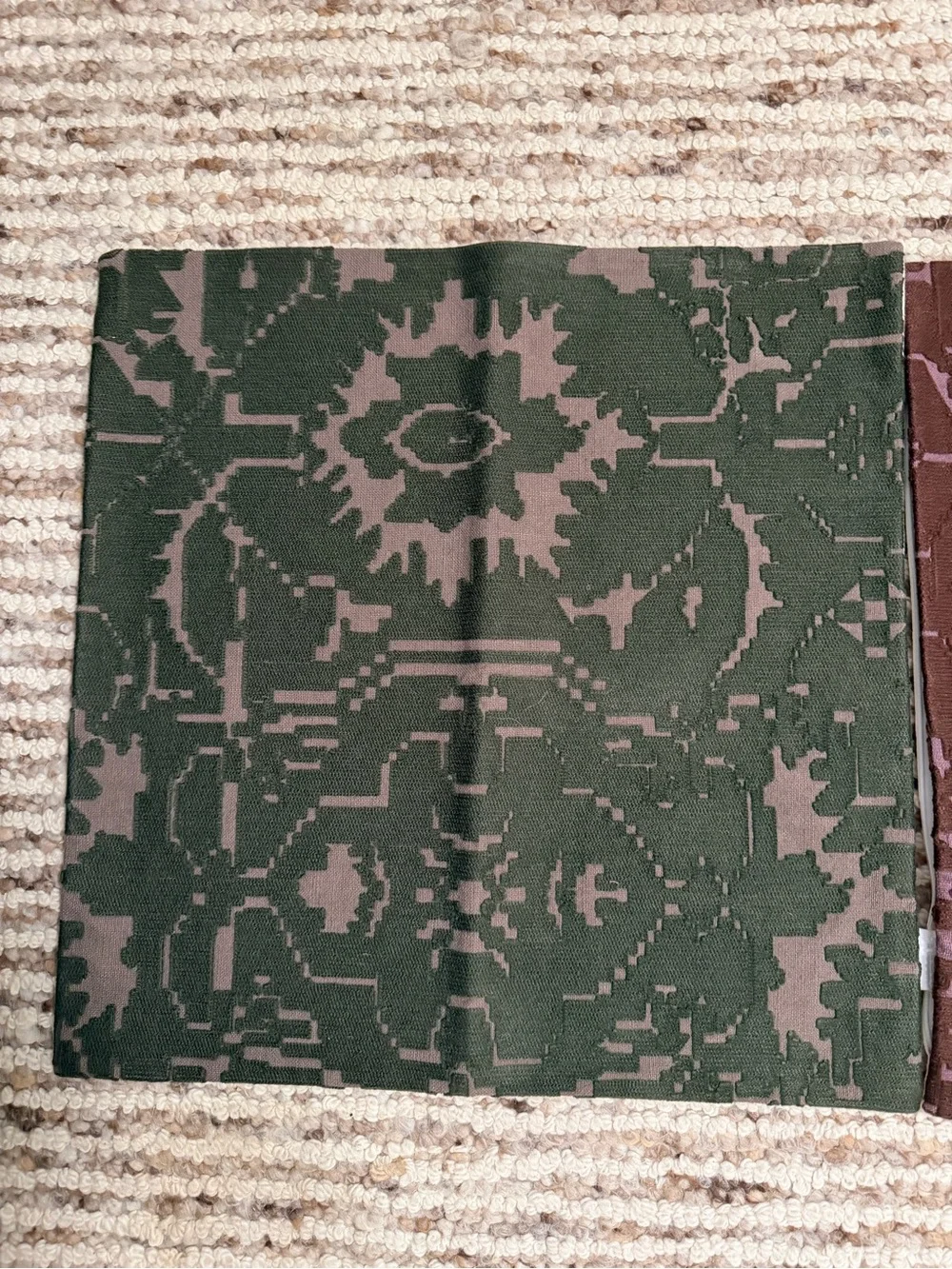 West Elm Decorative Pillow Pair in Burgundy and Forest Green 24X24